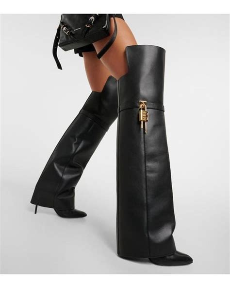 givenchy shark lock stiletto over-the-knee boots in leather|givenchy shark lock boots.